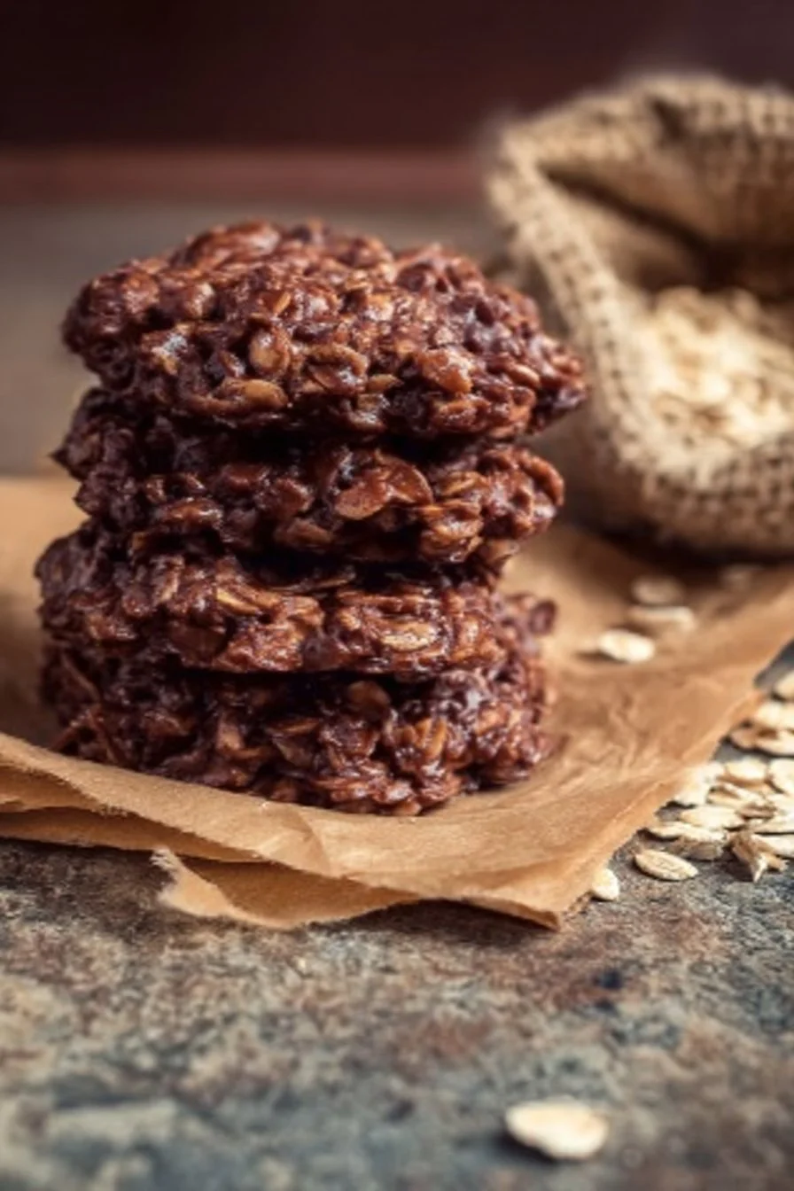 Classic no-bake cookie recipe with chocolate and oats, easy dessert preparation.