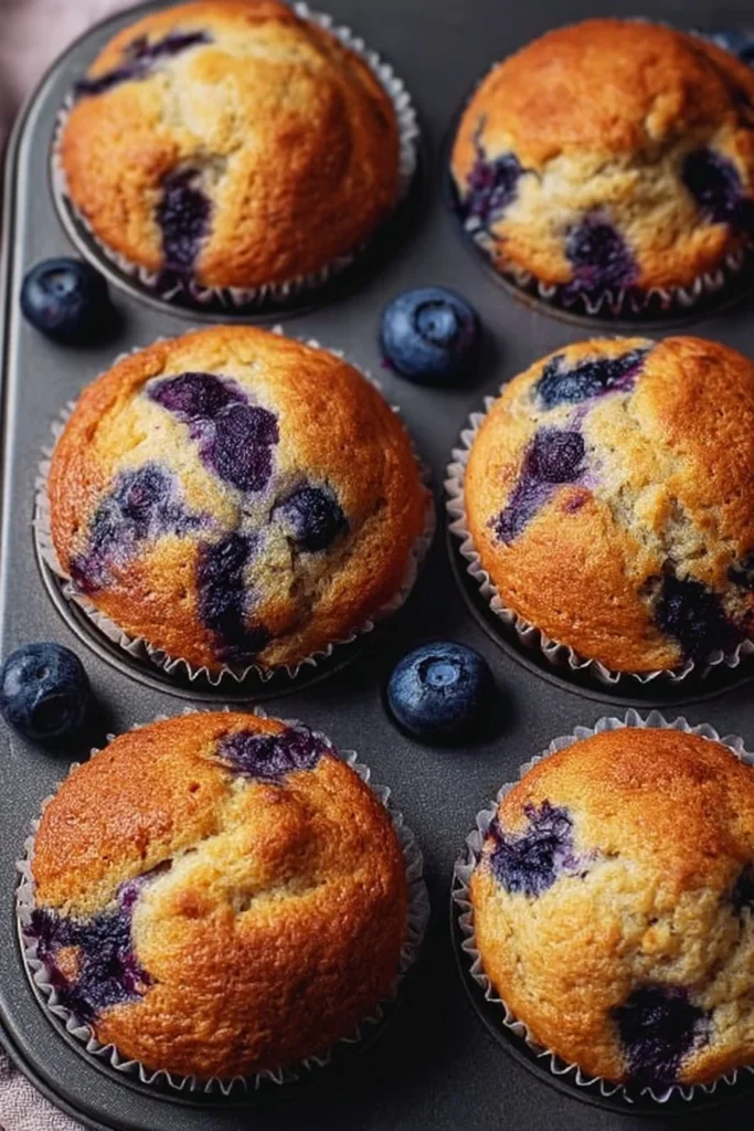 Freshly baked hearty blueberry protein muffins on a cooling rack