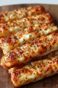 Homemade Pizza Hut-style cheese sticks served with marinara sauce