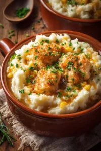 Delicious homestyle chicken mashed potato bowls served with gravy
