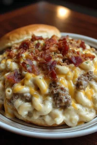 Delicious Loaded Bacon Cheeseburger Alfredo with bacon and creamy sauce