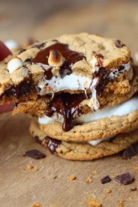 Delicious S'mores Cookies with chocolate and marshmallow on a plate