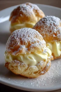 Delicious Italian cream puffs filled with creamy custard