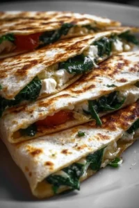 Delicious Spinach and Feta Quesadillas served on a plate
