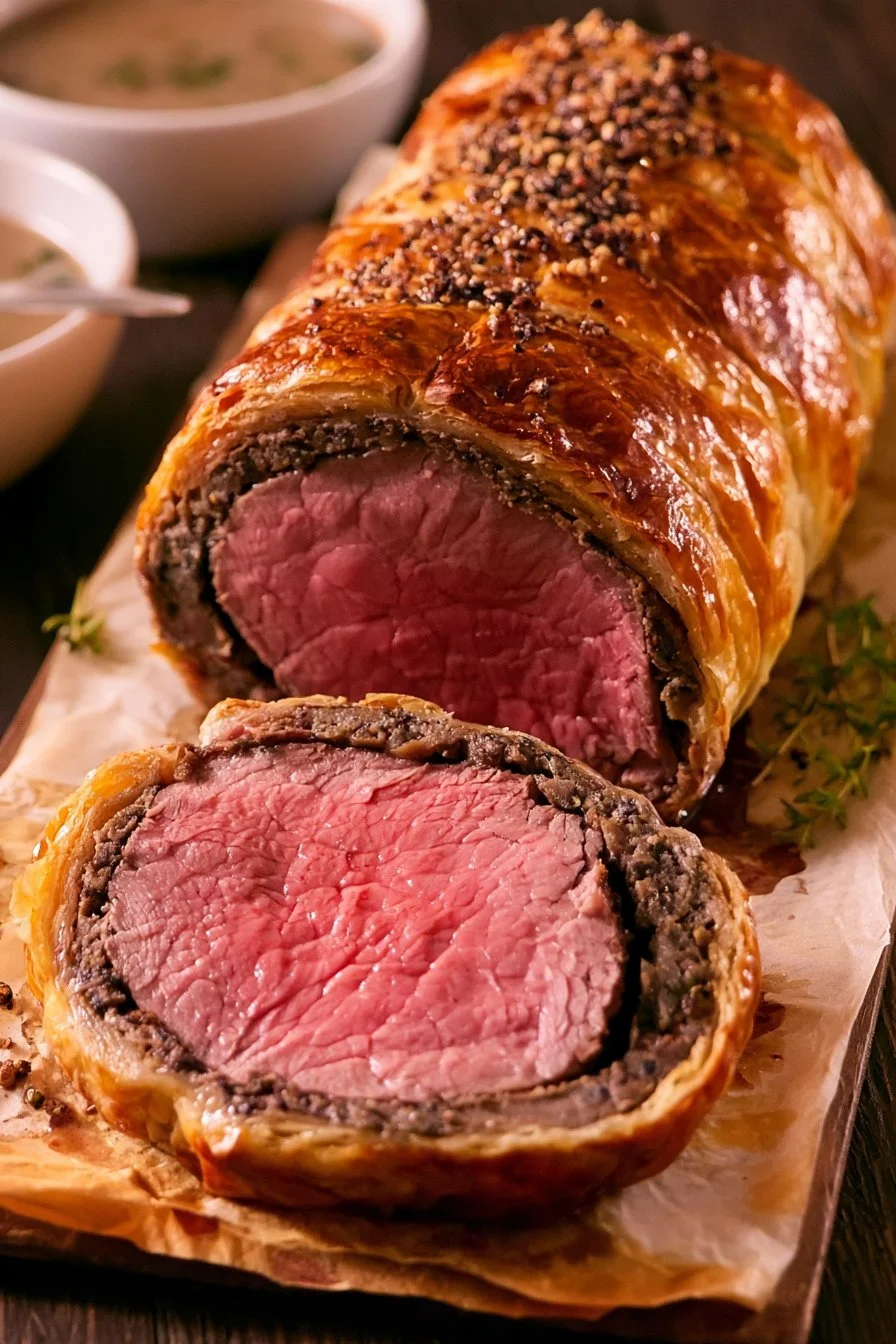 Delicious Beef Wellington with tender beef fillet and flaky pastry crust