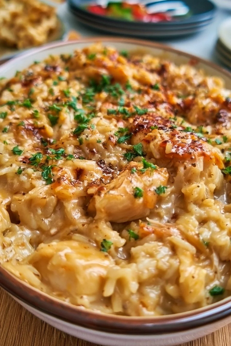 Chicken and Rice Casserole with Mixed Vegetables 1 Delicious and creamy chicken and rice casserole with vegetables baked to perfection
