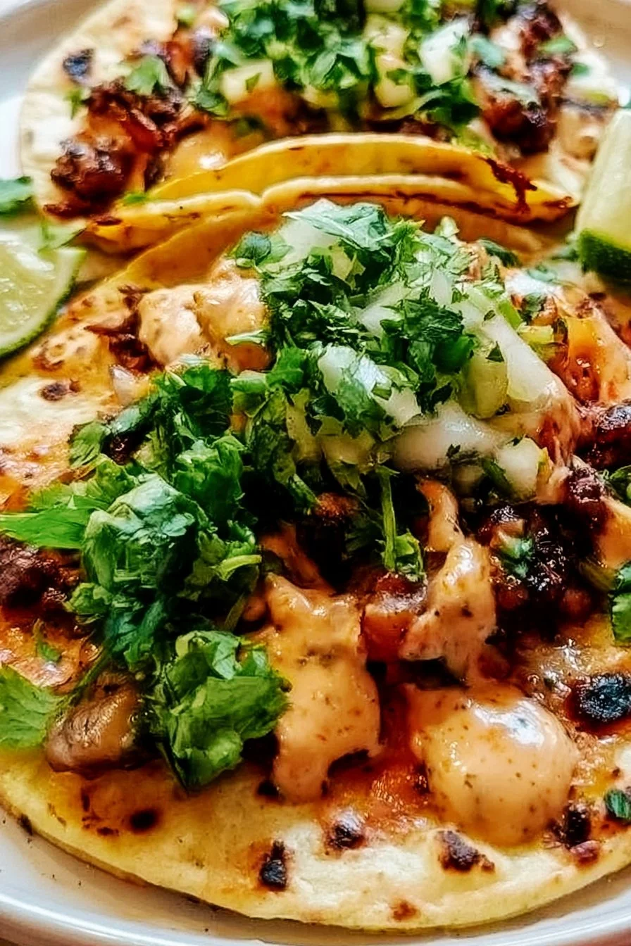 Delicious smash tacos served with fresh toppings