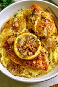Braised Lemon Chicken served with Spaghetti Squash