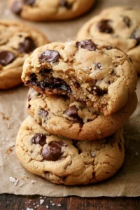 Delicious brown butter chocolate chip cookies on a plate