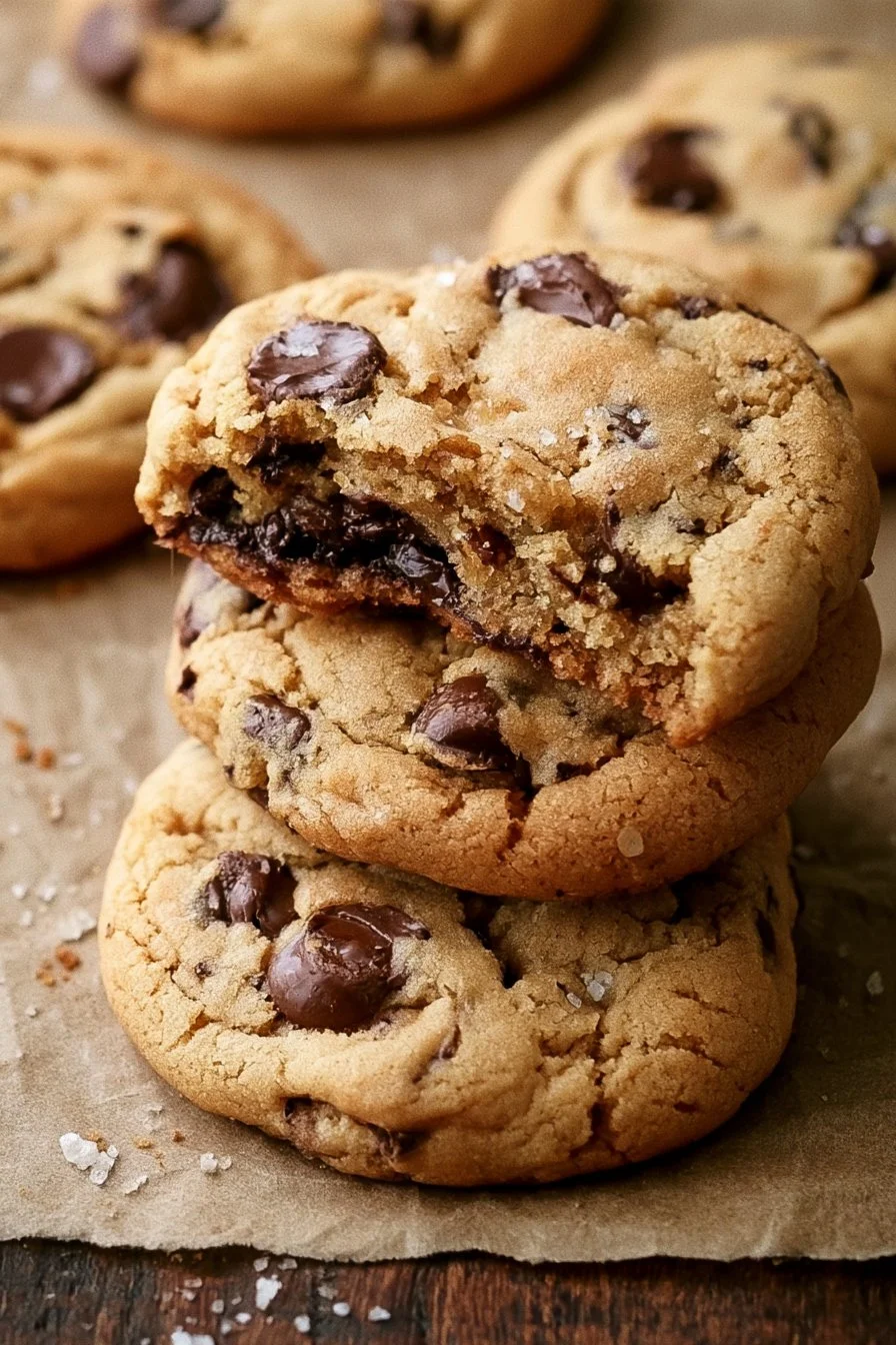 Delicious brown butter chocolate chip cookies on a plate