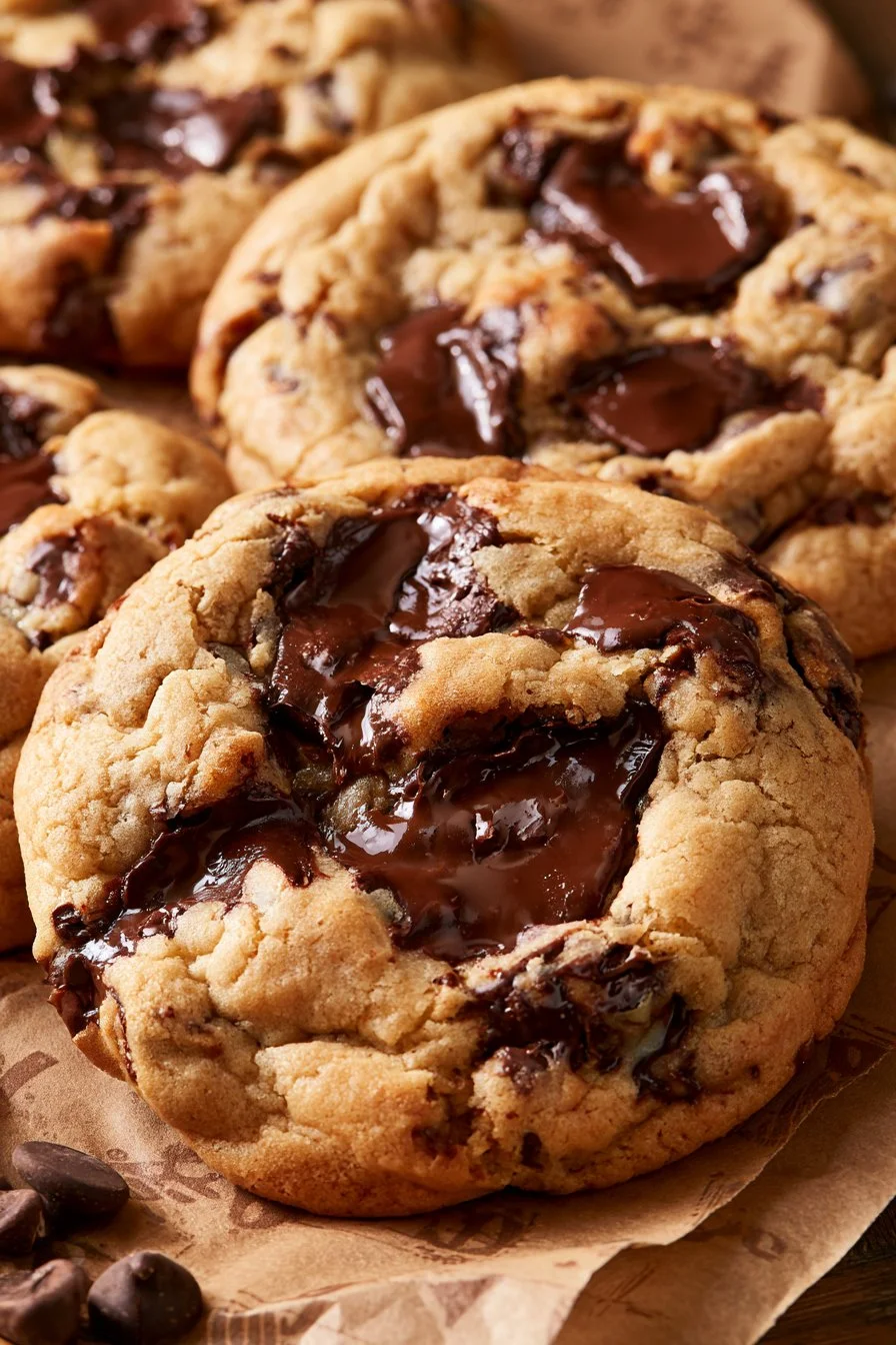 Home 10 Brown butter sourdough discard chocolate chip cookies with melty chocolate chunks