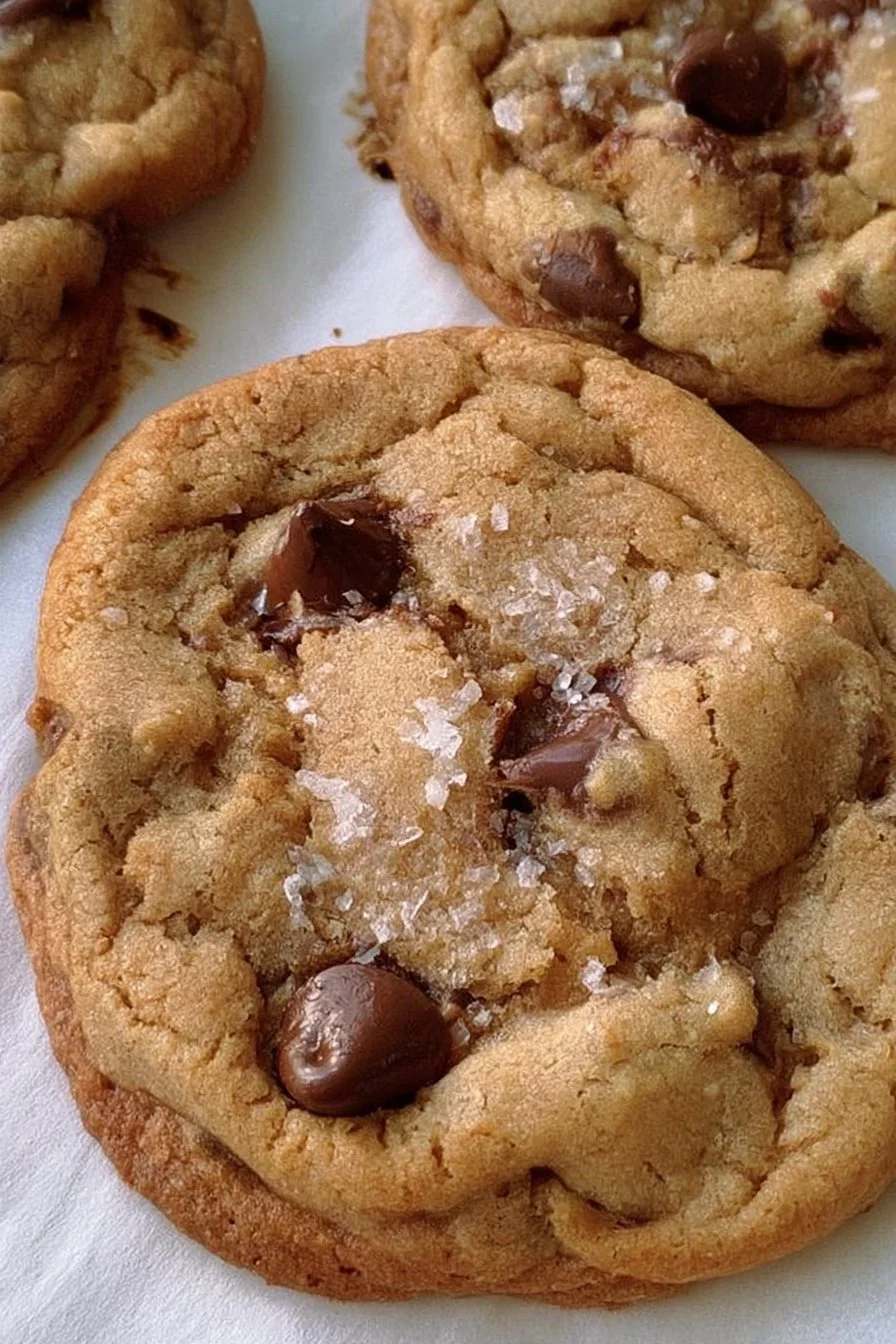 Freshly baked chewy chocolate chip cookies on a cooling rack