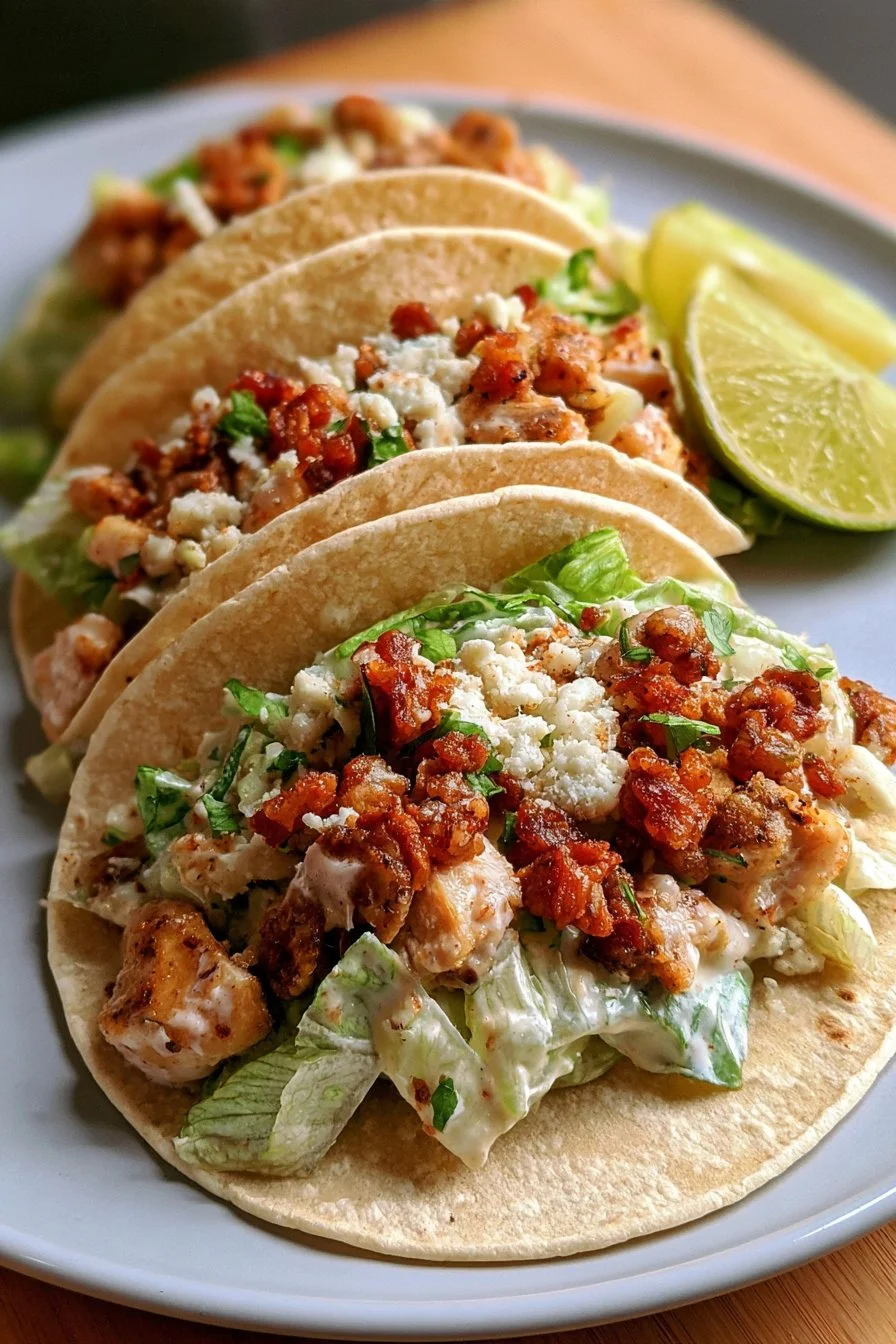 Delicious Chicken Caesar Smash Tacos served with fresh ingredients
