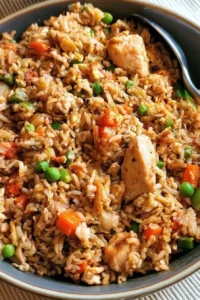 Delicious Chinese Chicken Fried Rice served in a bowl