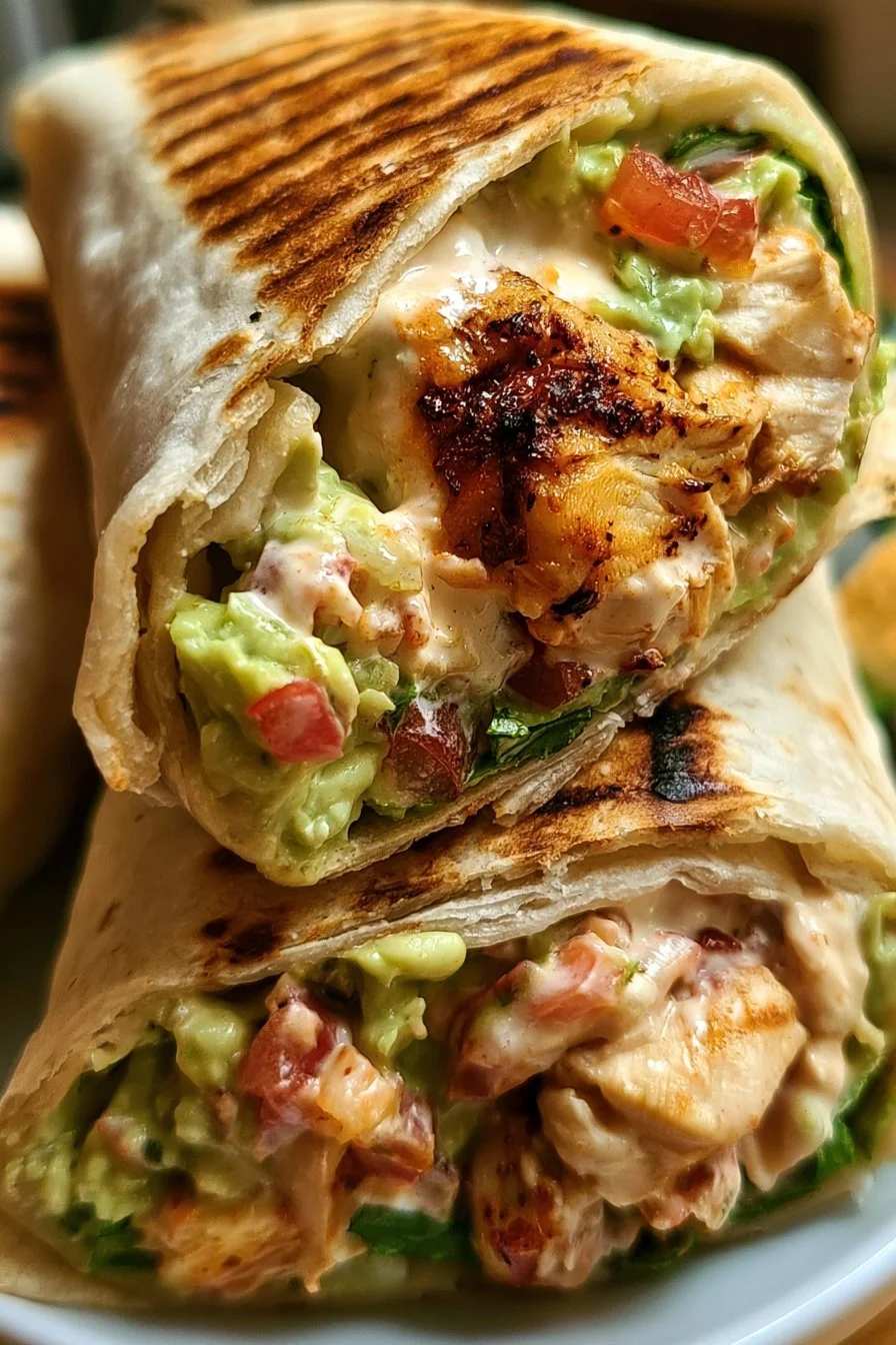 Chipotle Ranch Grilled Chicken Burrito with fresh ingredients and creamy sauce