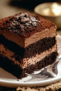 Delicious Chocolate Italian Love Cake topped with creamy frosting and garnished.