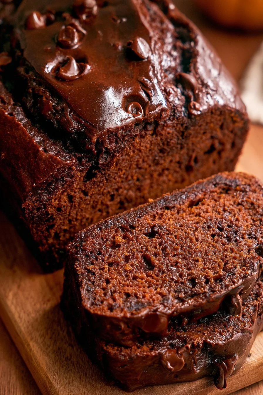 Chocolate Pumpkin Bread 8 Slices of moist Chocolate Pumpkin Bread with chocolate chips and pumpkin puree