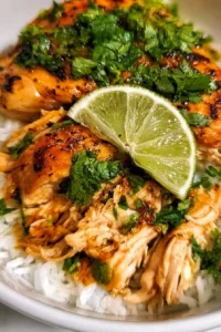 Cilantro Lime Chicken garnished with fresh cilantro and lime slices