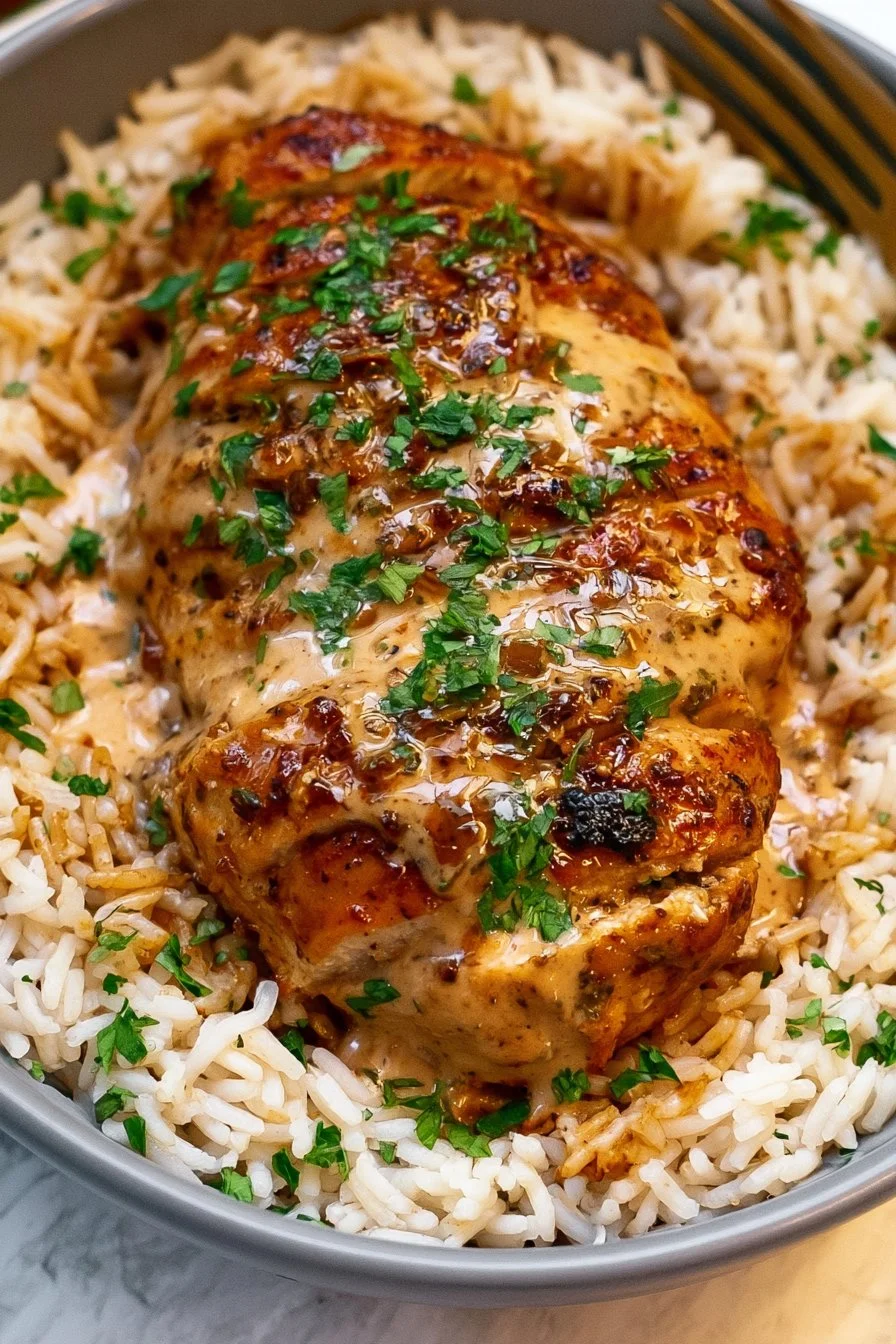 Creamy Cajun Chicken and Rice Bowls in a meal prep container