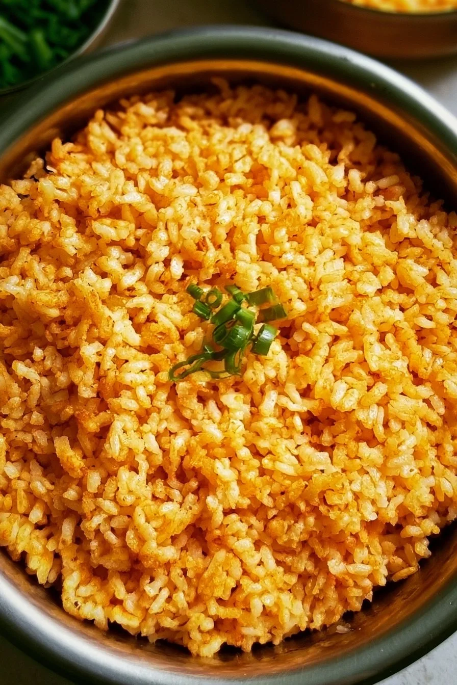 Delicious crispy rice dish garnished with fresh herbs and vegetables