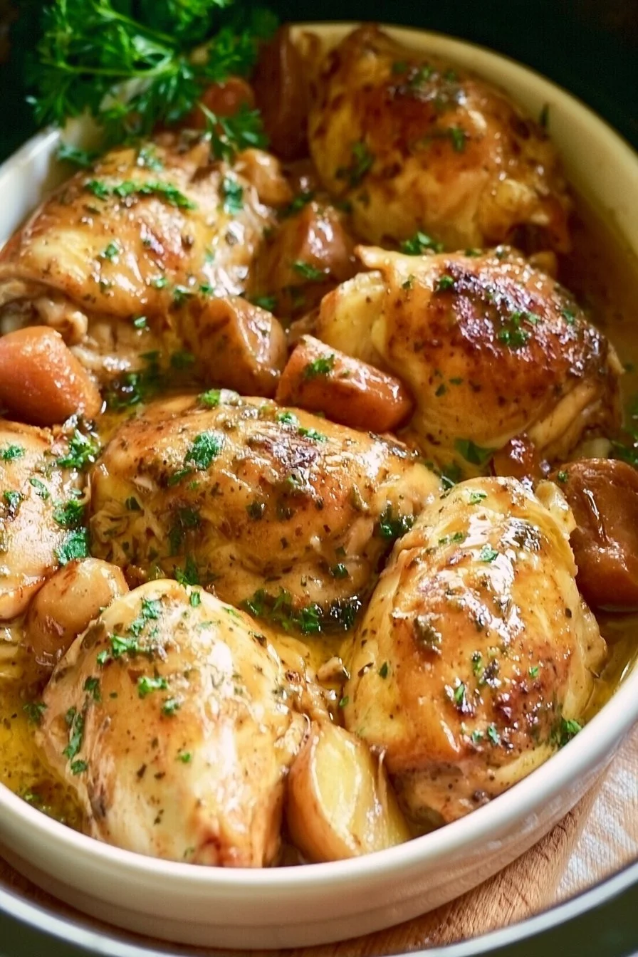 Crockpot Ranch Chicken served with vegetables in a bowl
