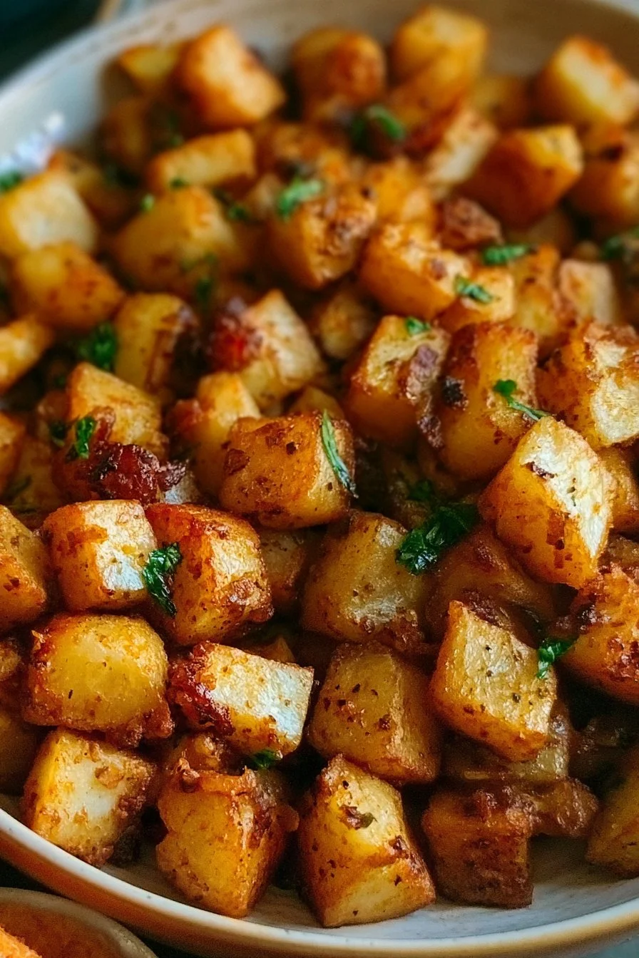 Delicious and crispy easy breakfast potatoes served on a plate
