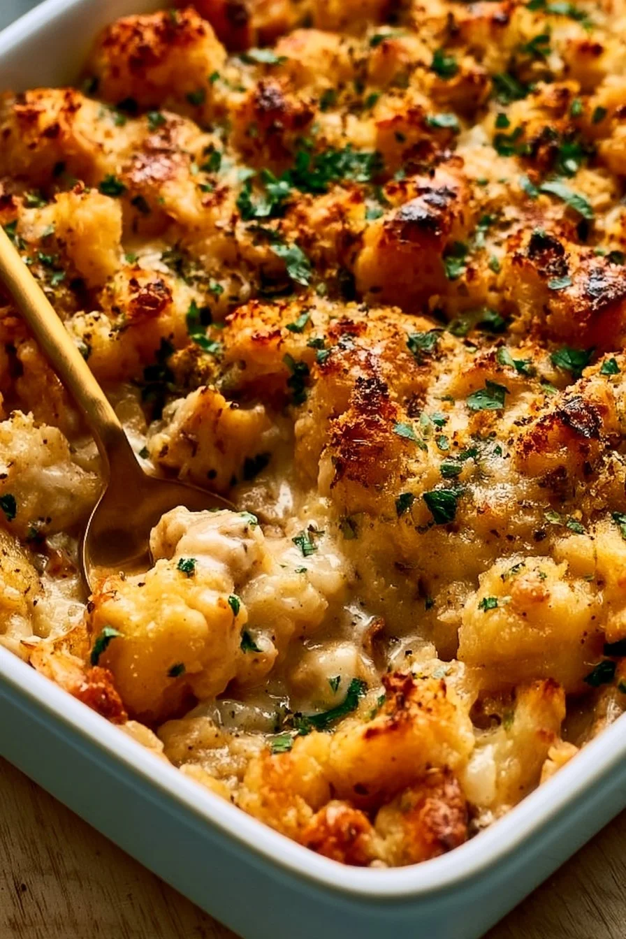 Delicious easy chicken stuffing casserole for cozy family dinner