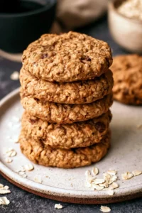 Delicious easy protein oatmeal cookies on a wooden table