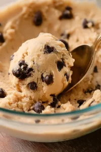Delicious homemade edible chocolate chip cookie dough in a bowl