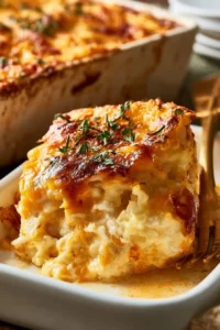 Delicious Grandma's Hash Brown Casserole served in a dish
