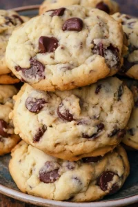 Delicious Greek yogurt chocolate chip cookies on a plate