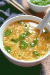 Bowl of homemade Egg Drop Soup garnished with green onions