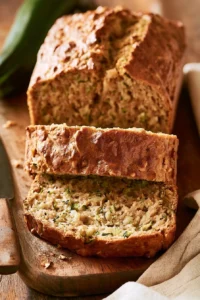 Freshly baked homemade zucchini bread on a cooling rack