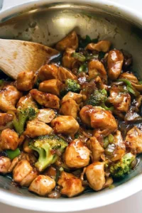 Honey Garlic Chicken Stir Fry served in a colorful bowl with vegetables