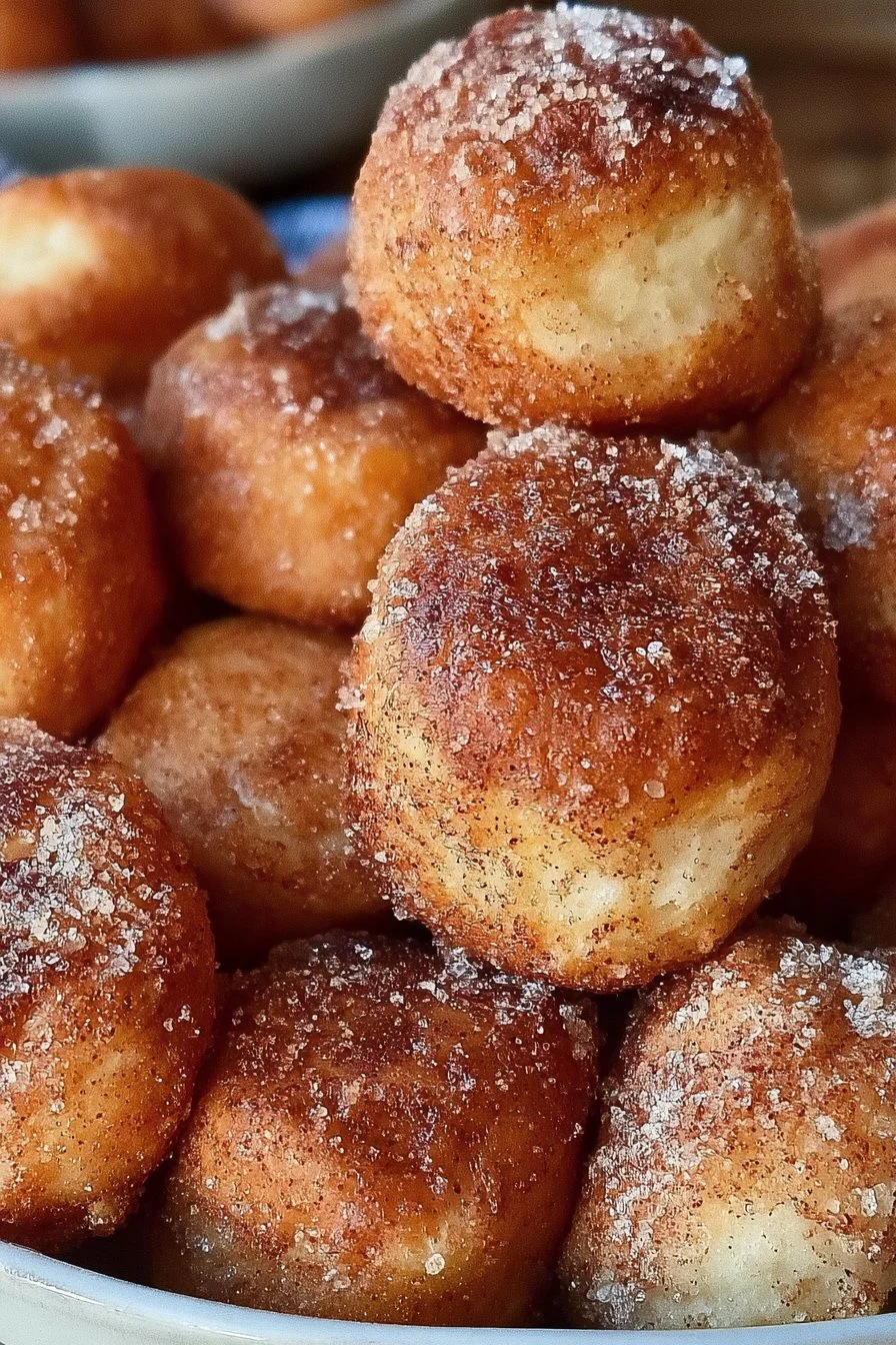 Delicious cinnamon sugar biscuit bites on a plate ready for enjoyment