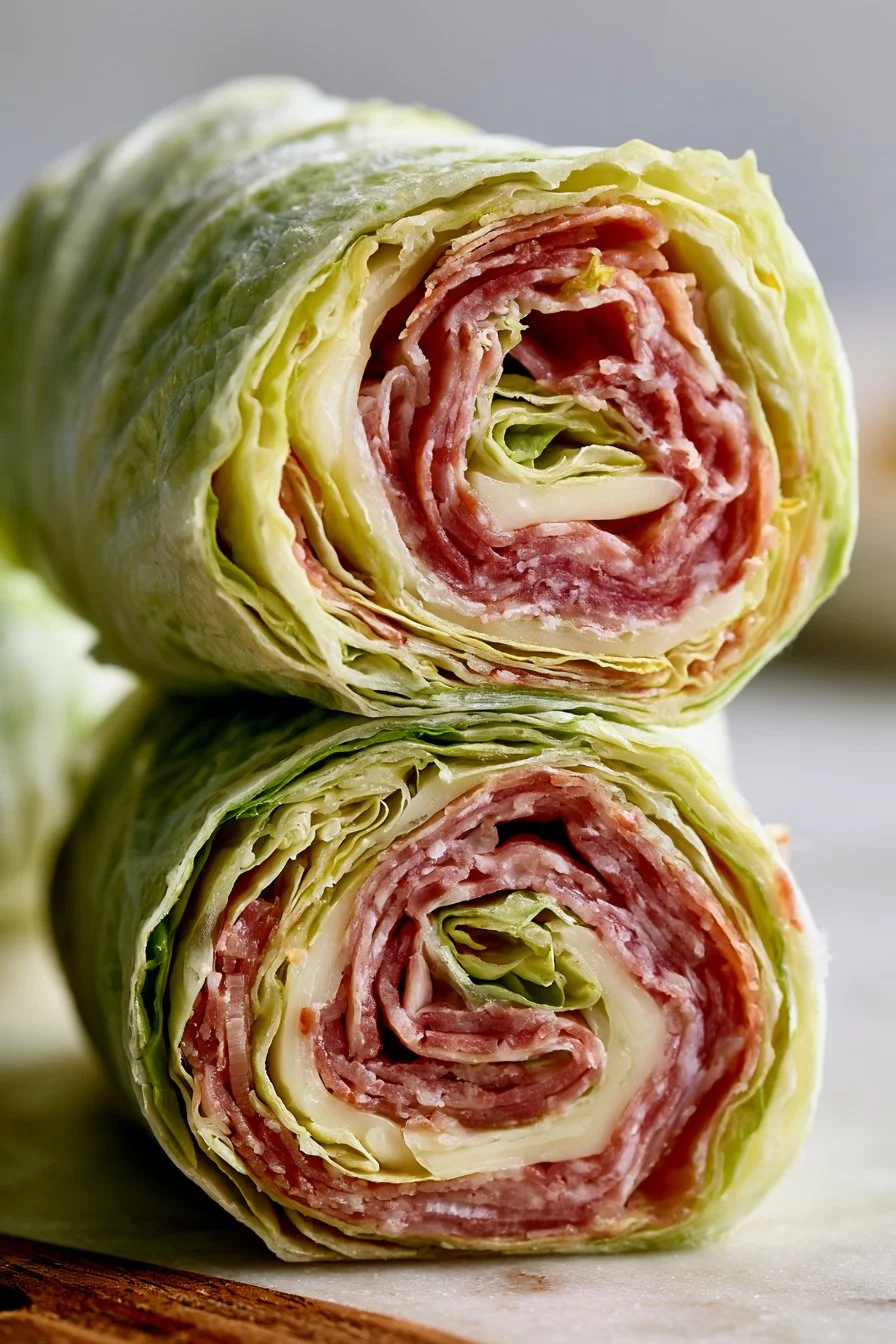 Italian lettuce wraps filled with fresh ingredients and herbs