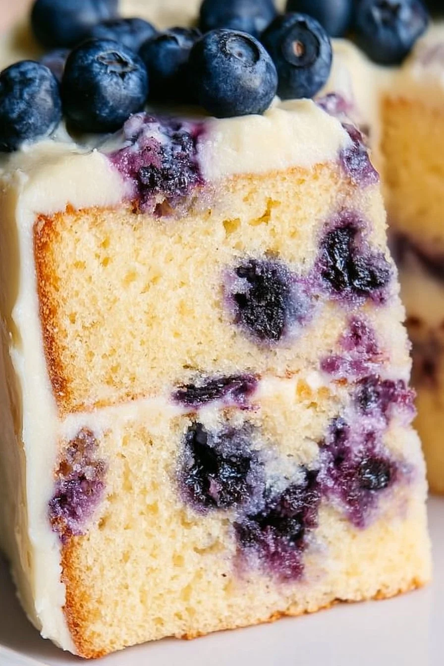 Lemon Blueberry Cake 1 Lemon Blueberry Cake topped with fresh blueberries and lemon zest