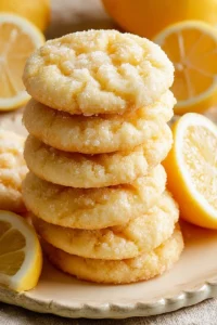 Freshly baked lemon sugar cookies on a plate