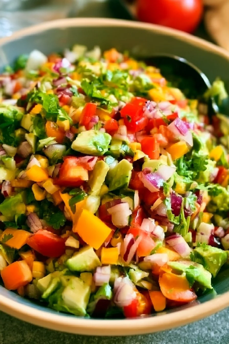 Colorful Mexican Chopped Salad with fresh vegetables and dressing