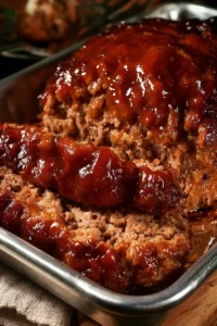 Delicious Momma's BEST meatloaf served warm with mashed potatoes