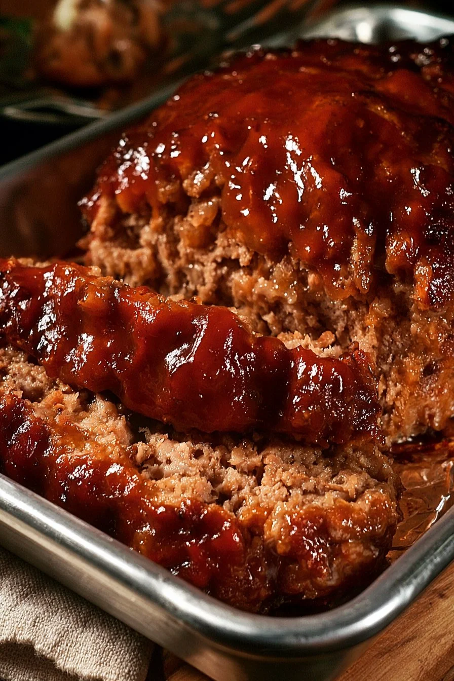Delicious Momma's BEST meatloaf served warm with mashed potatoes