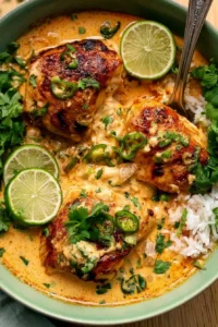 One pan coconut lime chicken, a zesty and flavorful dish for dinner.