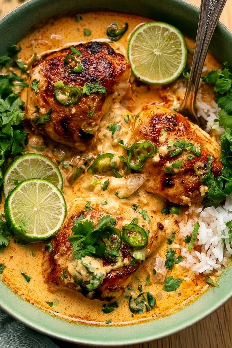 One pan coconut lime chicken, a zesty and flavorful dish for dinner.