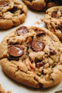 Delicious Peanut Butter Cup Cookies with chocolate and peanut butter