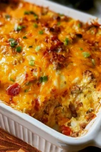 Delicious Pioneer Woman breakfast casserole fresh out of the oven