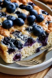 Protein-Powered Blueberry Cottage Cheese Breakfast Bake served in a bowl