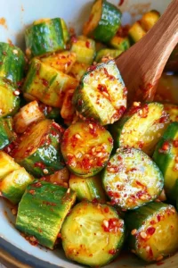 Easy Quick Cucumber Kimchi recipe with fresh ingredients and spices
