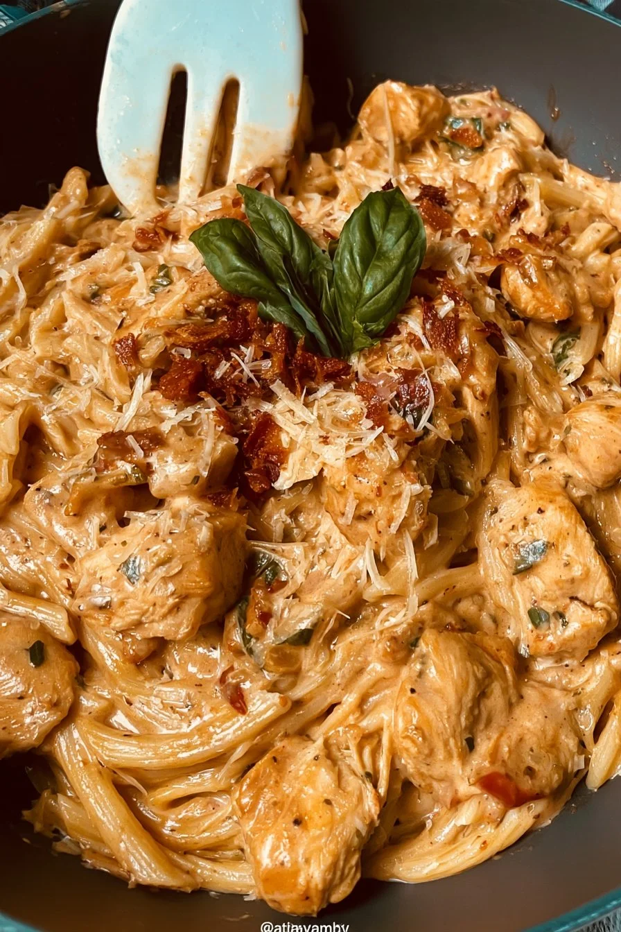 Creamy Marry Me Chicken Pasta served in a bowl with herbs and parmesan.