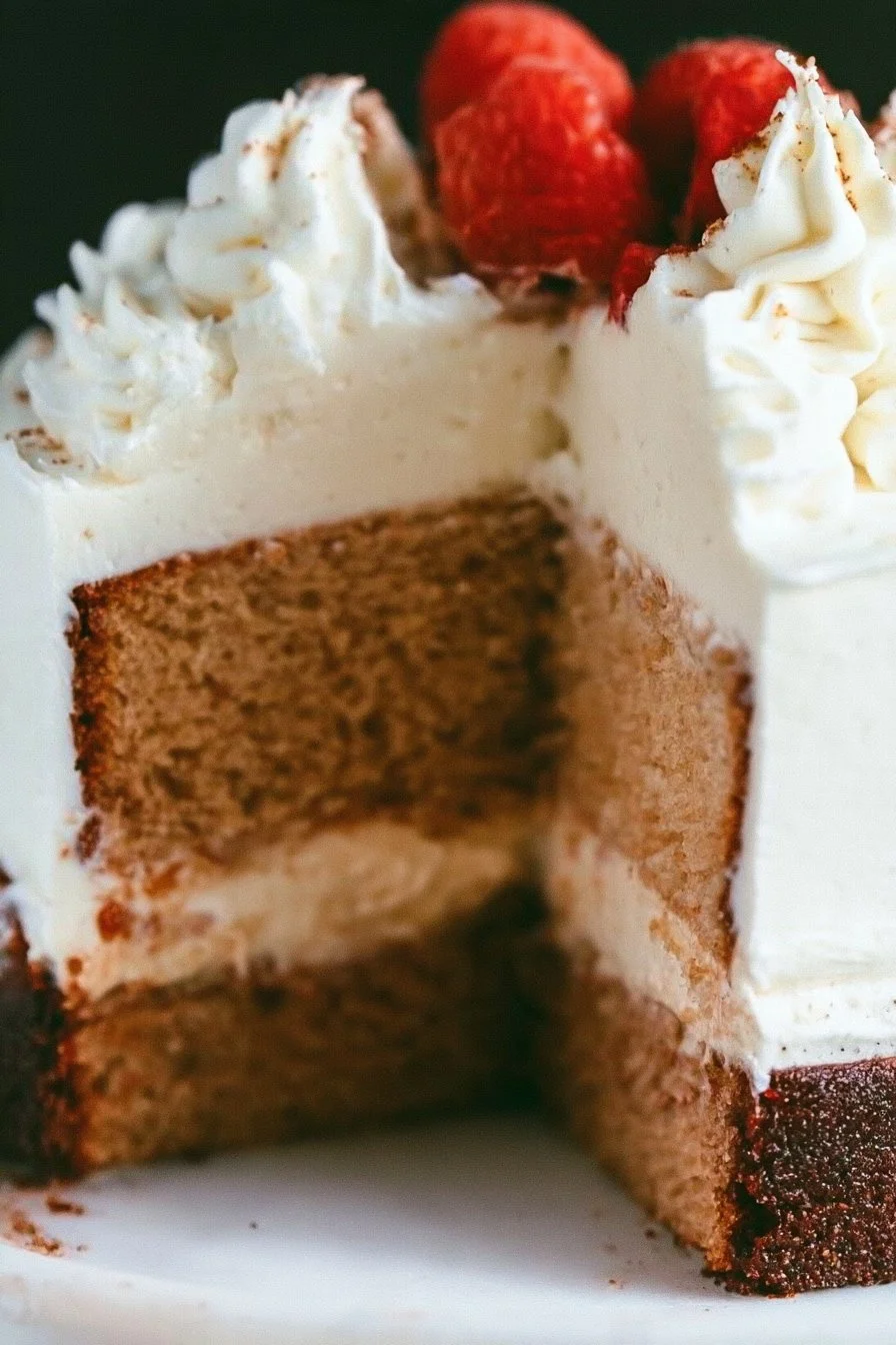 A simple cake recipe showcased with delicious frosting and toppings.