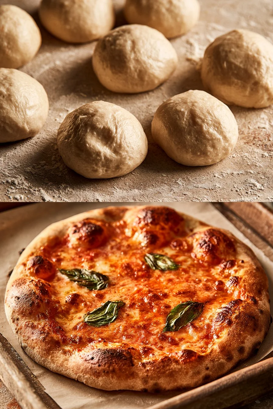 Delicious sourdough pizza dough ready to be topped and baked.